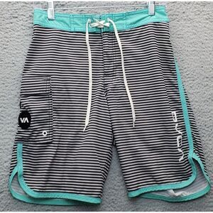 RVCA Board Shorts Mens 29 Multi Striped Polyester‎ Stretch Swimwear Performance